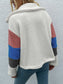 Women Shiny Color Block Button Down Collared Jacket nicholesgifts