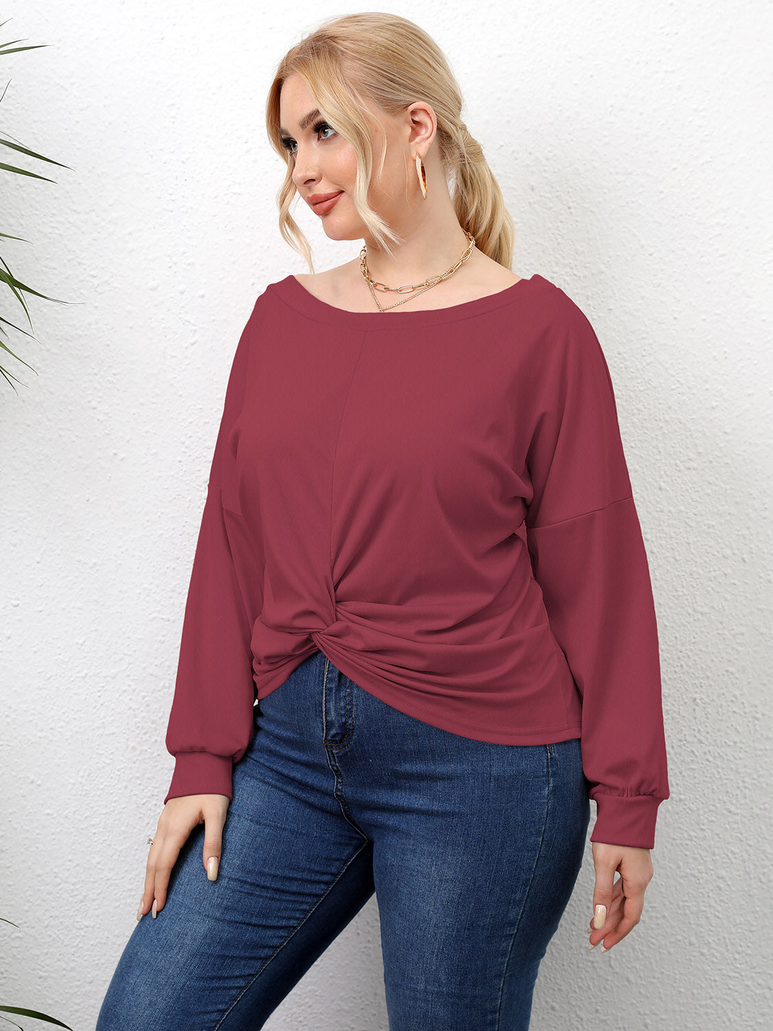 Plus Size Twisted Drop Shoulder T-Shirt NicholesGifts
