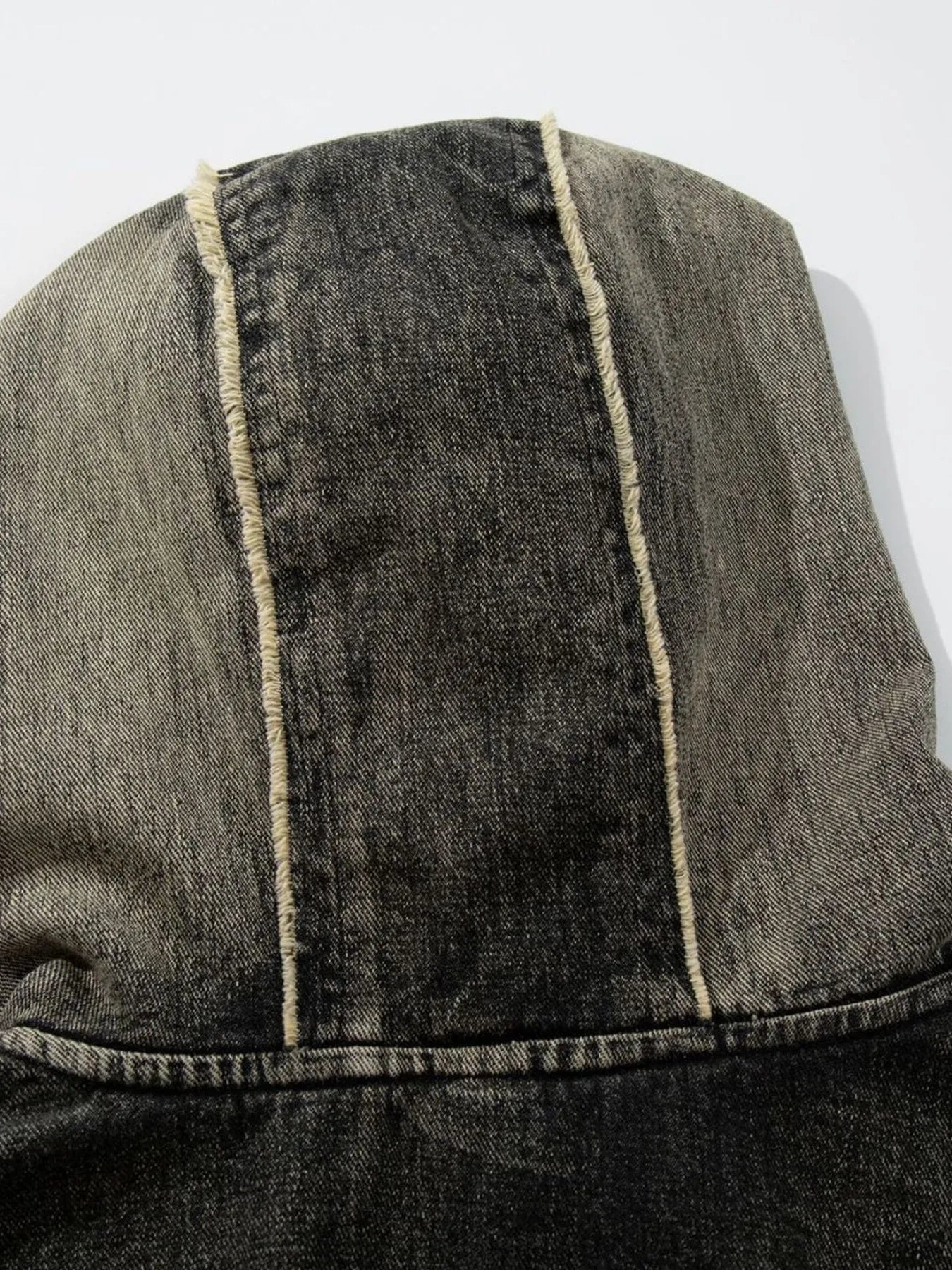 Men's Distressed Denim Patchwork Oversized Hoodie with Frayed Details NicholesGifts