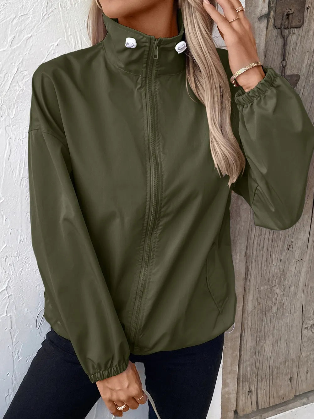 Ivy Lane Pocketed Zip Up Long Sleeve Jacket nicholesgifts