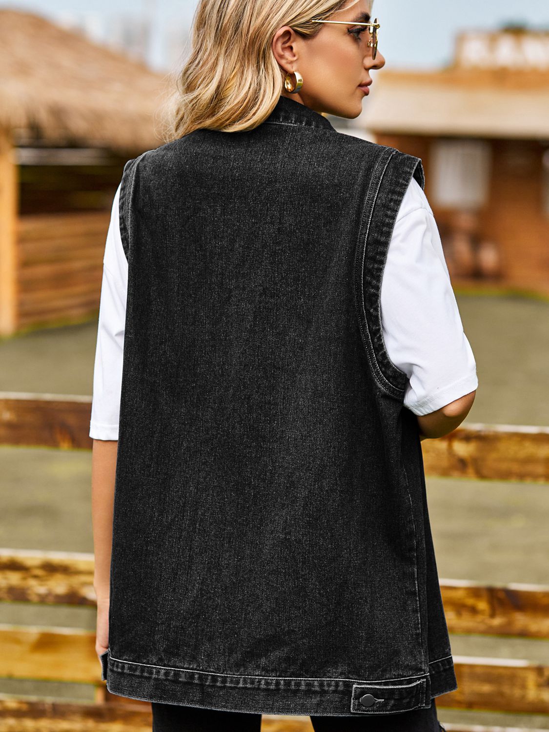 NicholesGifts Women Button Down Denim Vest NicholesGifts