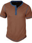 Men's Full Size Contrast Stitch Henley Polo Shirt Plus Size nicholesgifts