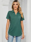 Women Johnny Collar Short Sleeve Blouse nicholesgifts