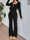 Tie Front Long Sleeve Flare Jumpsuit nicholesgifts