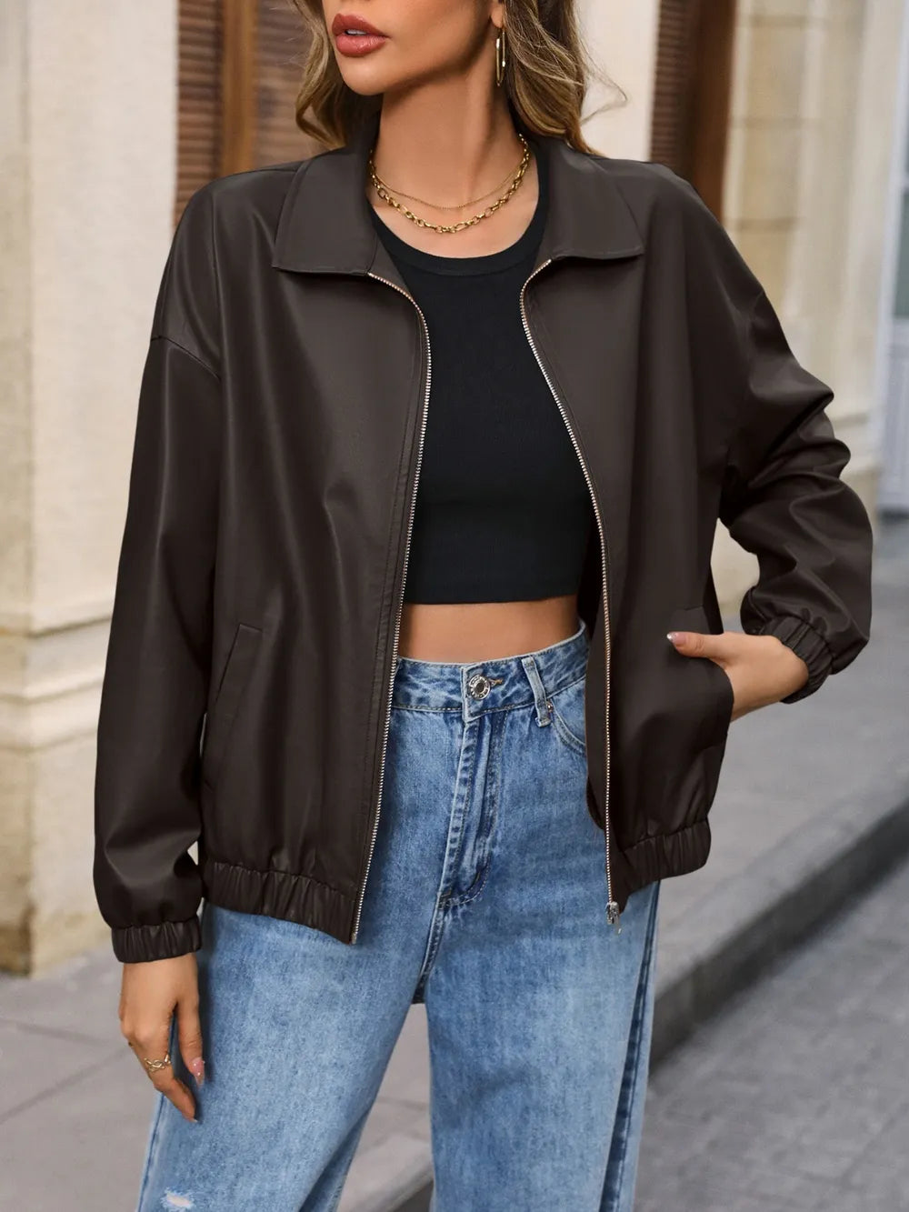 Ivy Lane Zip Up Dropped Shoulder Jacket nicholesgifts
