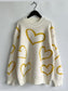 Heart Pattern Long Sleeve Sweater nicholesgifts