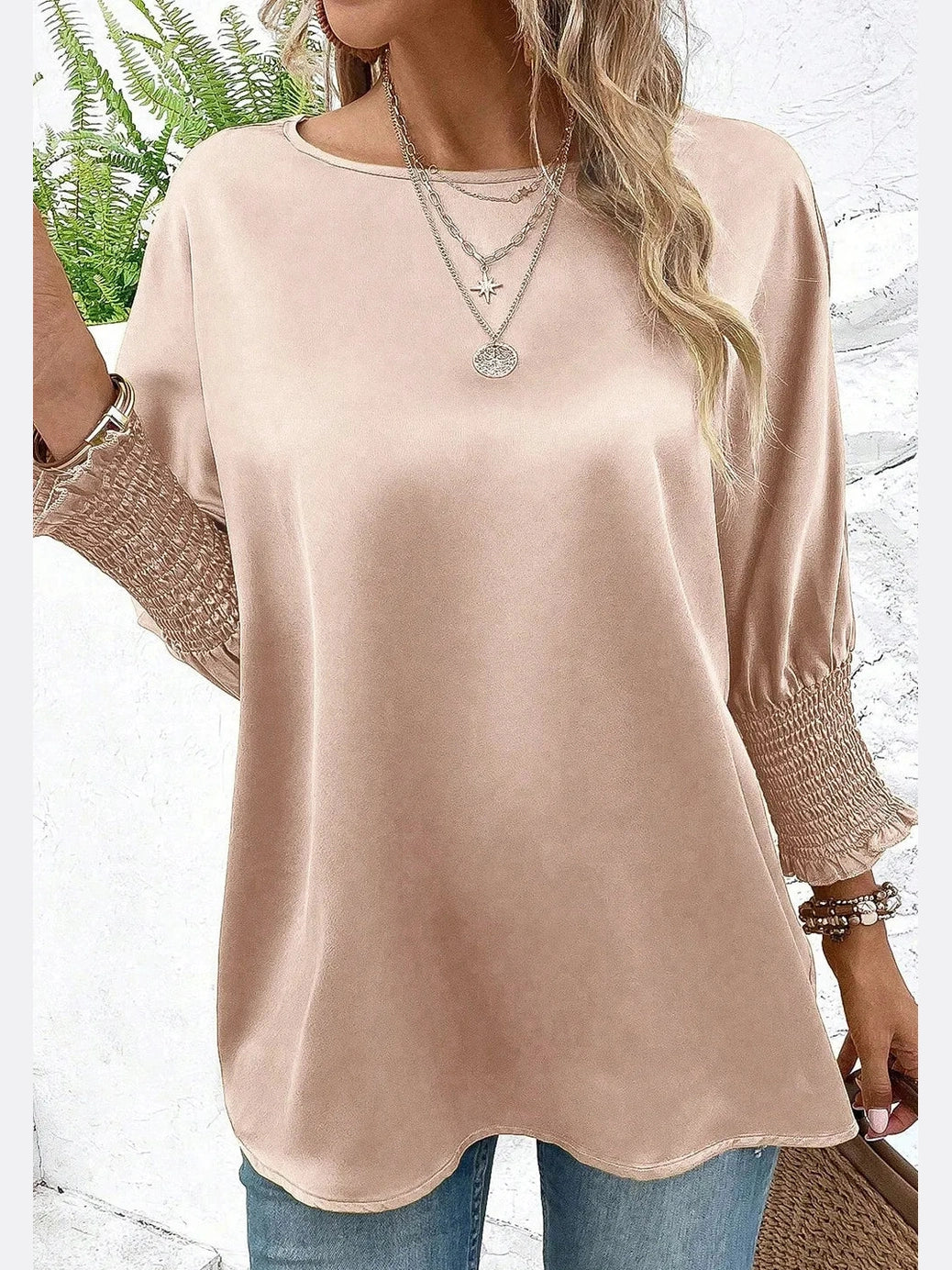 Round Neck Batwing Sleeve Blouse NicholesGifts