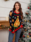 Christmas Element Round Neck Long Sleeve Sweater nicholesgifts
