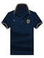 Men's Plus Size Striped Collar Embroidered Detail Polo nicholesgifts