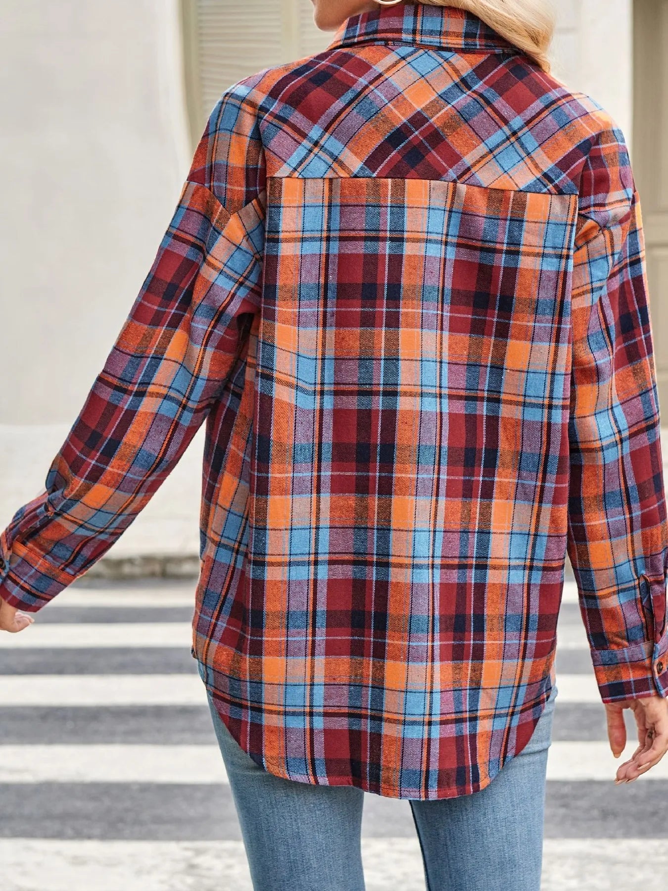 Plaid Button Up Long Sleeve Shirt Trendsi