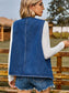 Pocketed Button Up Sleeveless Denim Jacket nicholesgifts