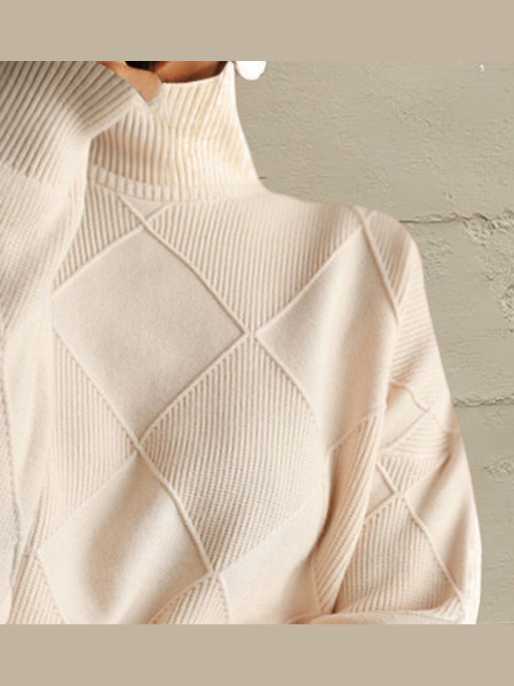 Geometric Turtleneck Long Sleeve Sweater nicholesgifts