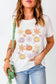 Pumpkin & Flower Round Neck Short Sleeve T-Shirt nicholesgifts