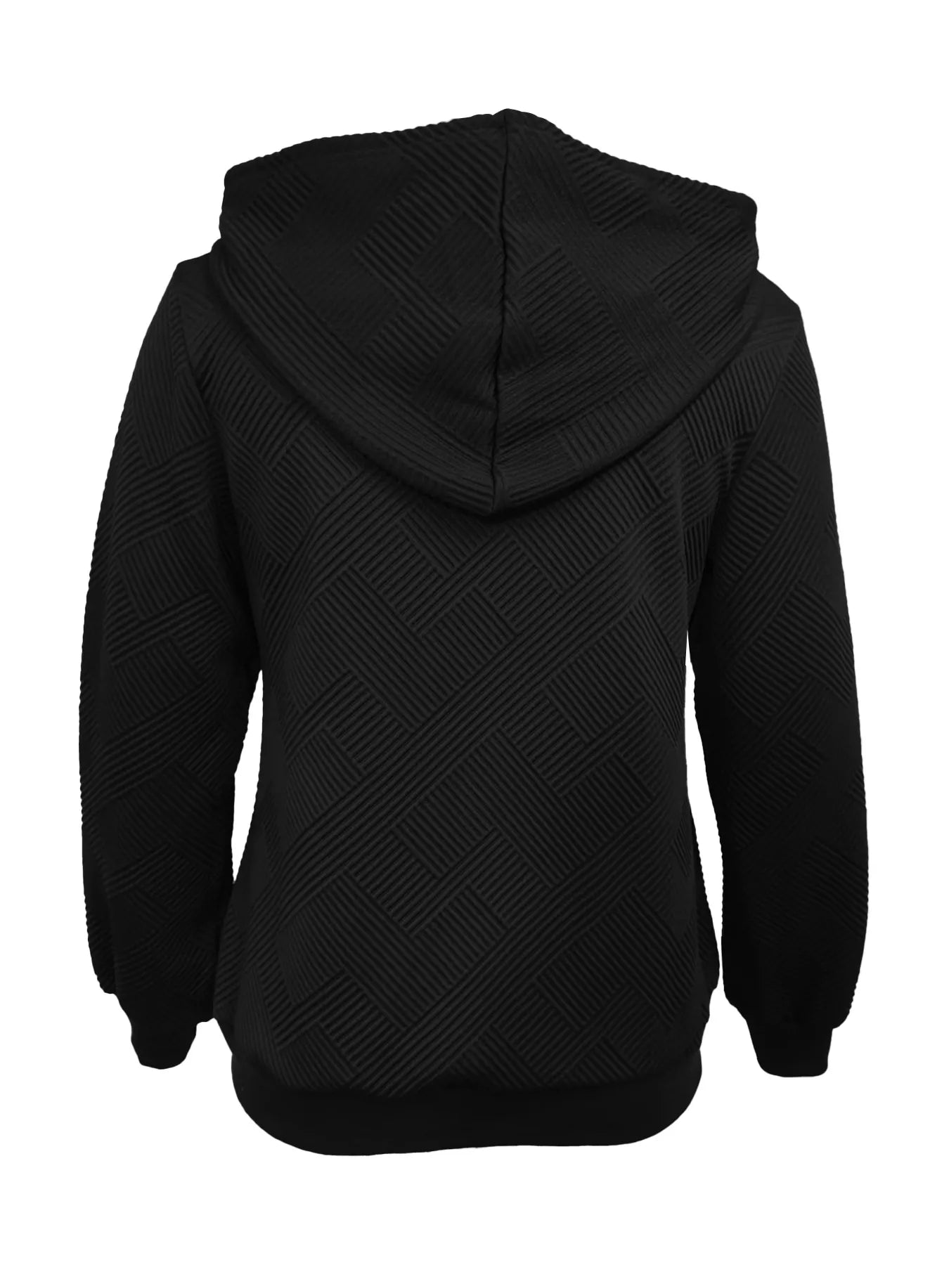 Texture Zip-Up Hoodie with Drawstring NicholesGifts