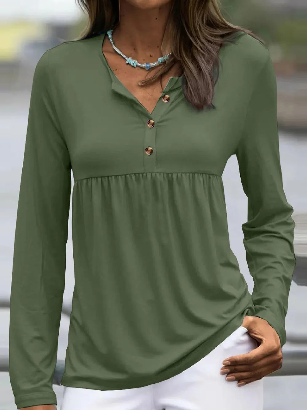 Half Button Long Sleeve T-Shirt nicholesgifts