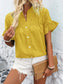 Button Down Ruffled Short Sleeve Shirt nicholesgifts