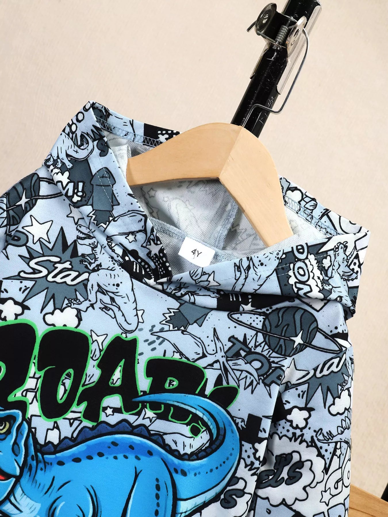 Boys Dinosaur Print Hoodie and Pants Set nicholesgifts