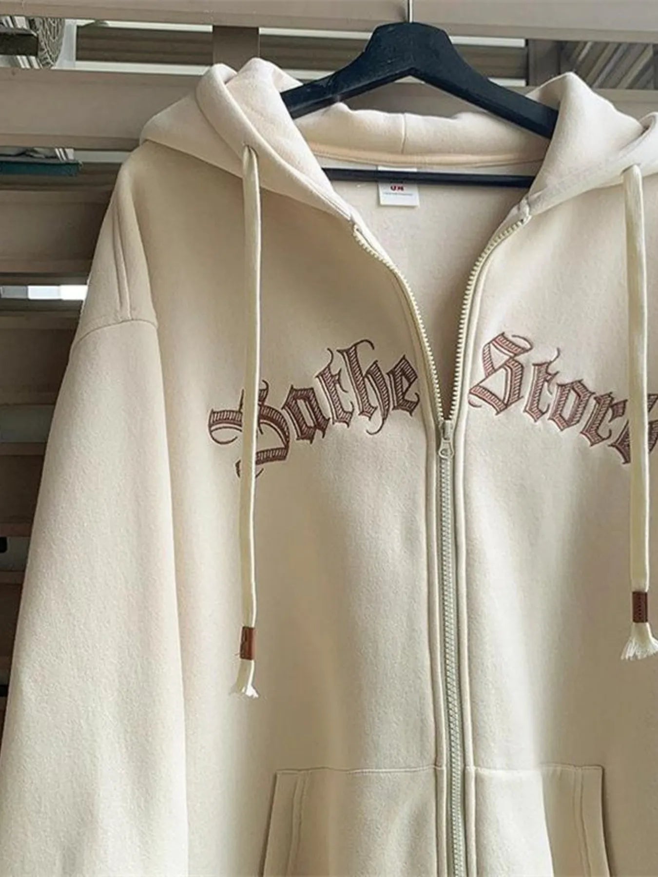 Men's Plus Size Letter Zip Up Drawstring Hoodie NicholesGifts