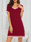 Contrast Trim Short Sleeve Lounge Dress nicholesgifts