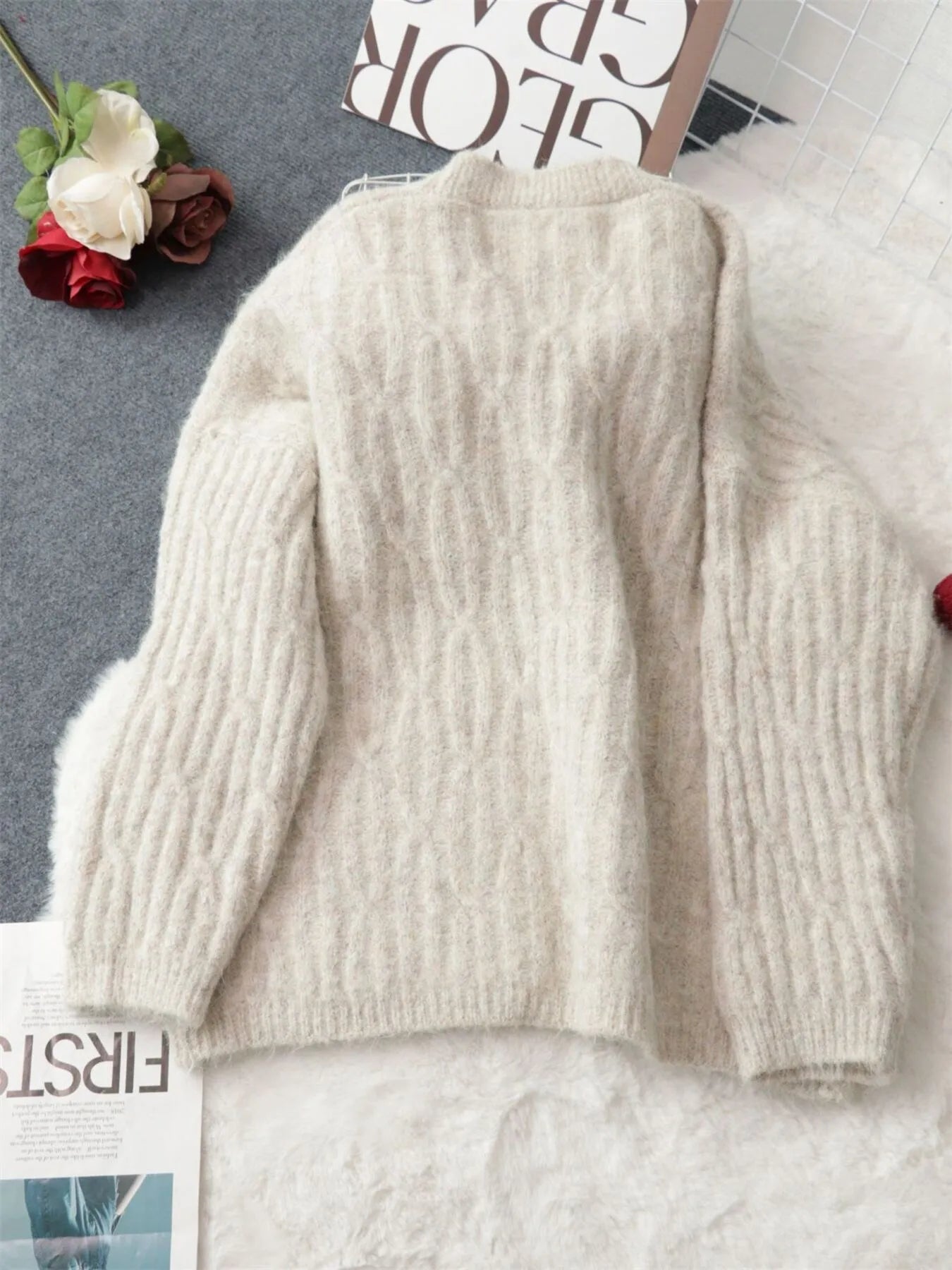 Cable Knit Button-Up Cardigan