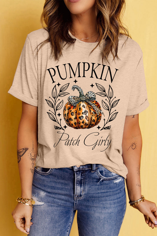 Pumpkin Graphic Round Neck Short Sleeve T-Shirt NicholesGifts