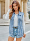 Pocketed Button Up Sleeveless Denim Jacket nicholesgifts