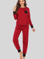 Round Neck Top and Pants Lounge Set nicholesgifts