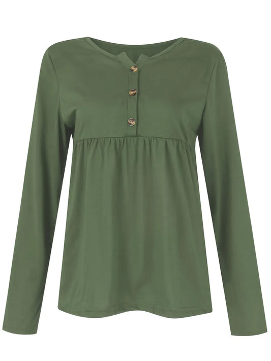 Half Button Long Sleeve T-Shirt nicholesgifts
