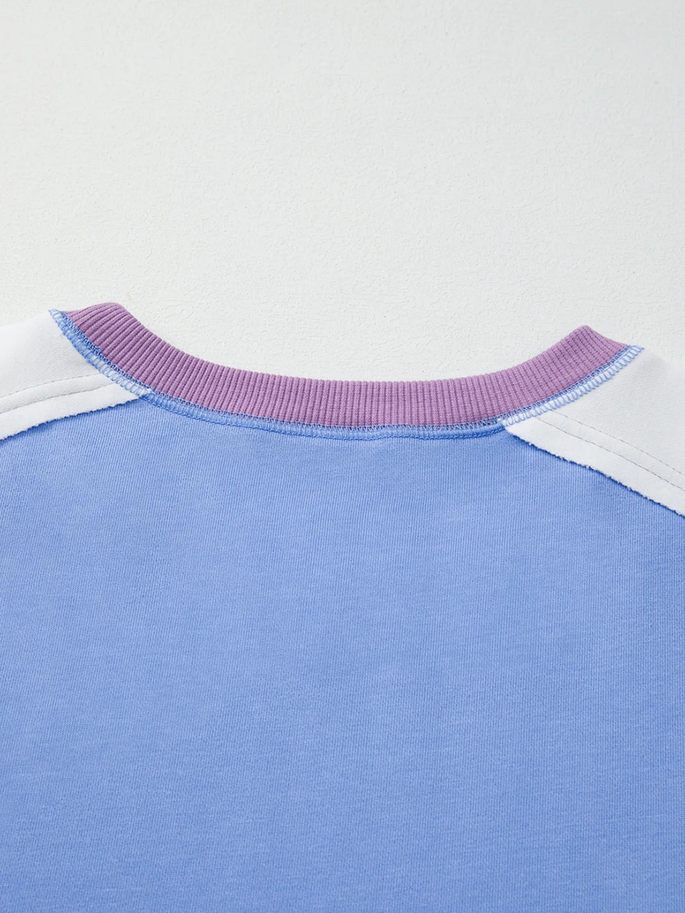Exposed Seam Colorblock Patchwork Ribbed Trim Sweatshirt