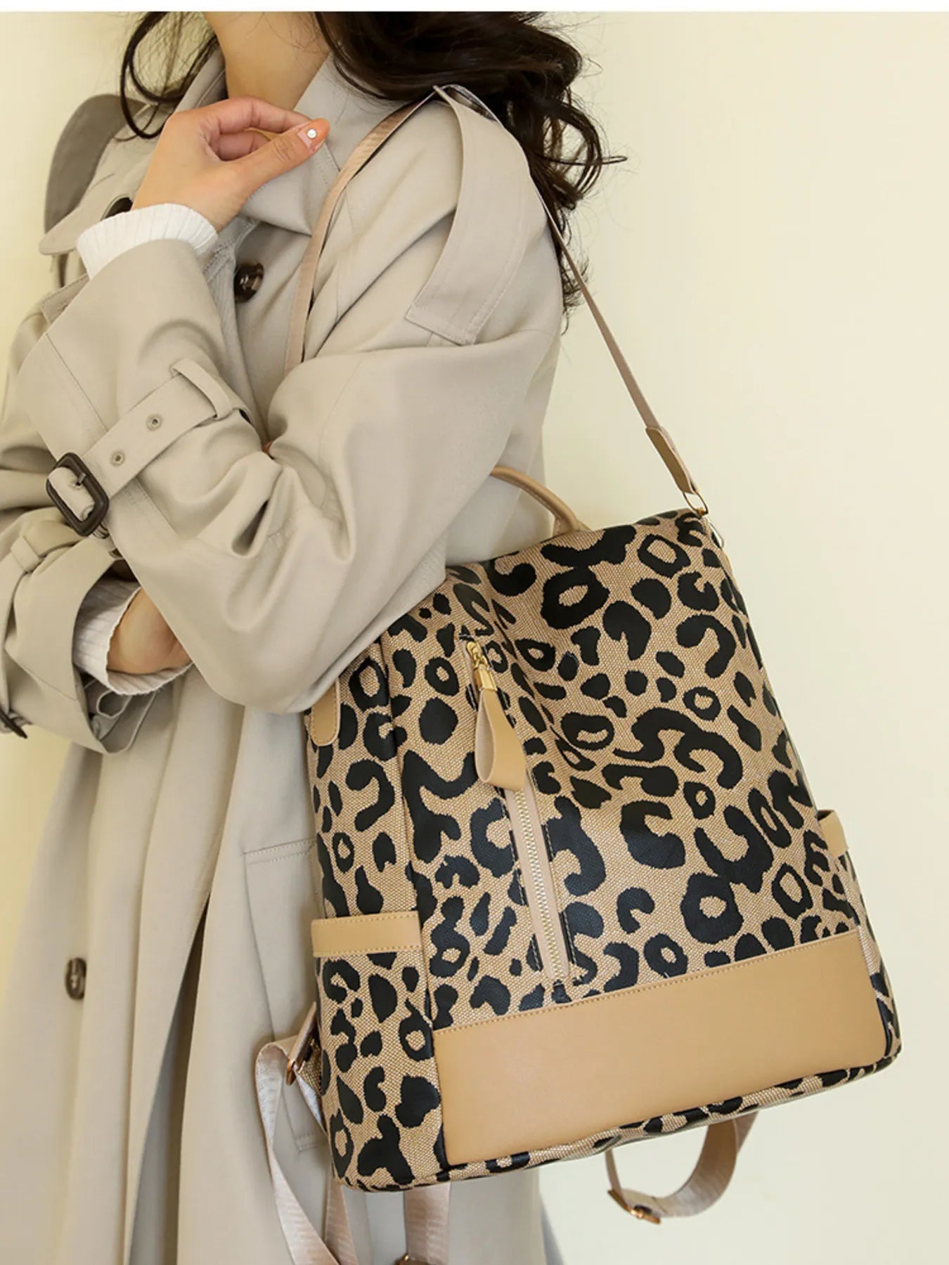 Leopard Print Backpack Bag Trendsi