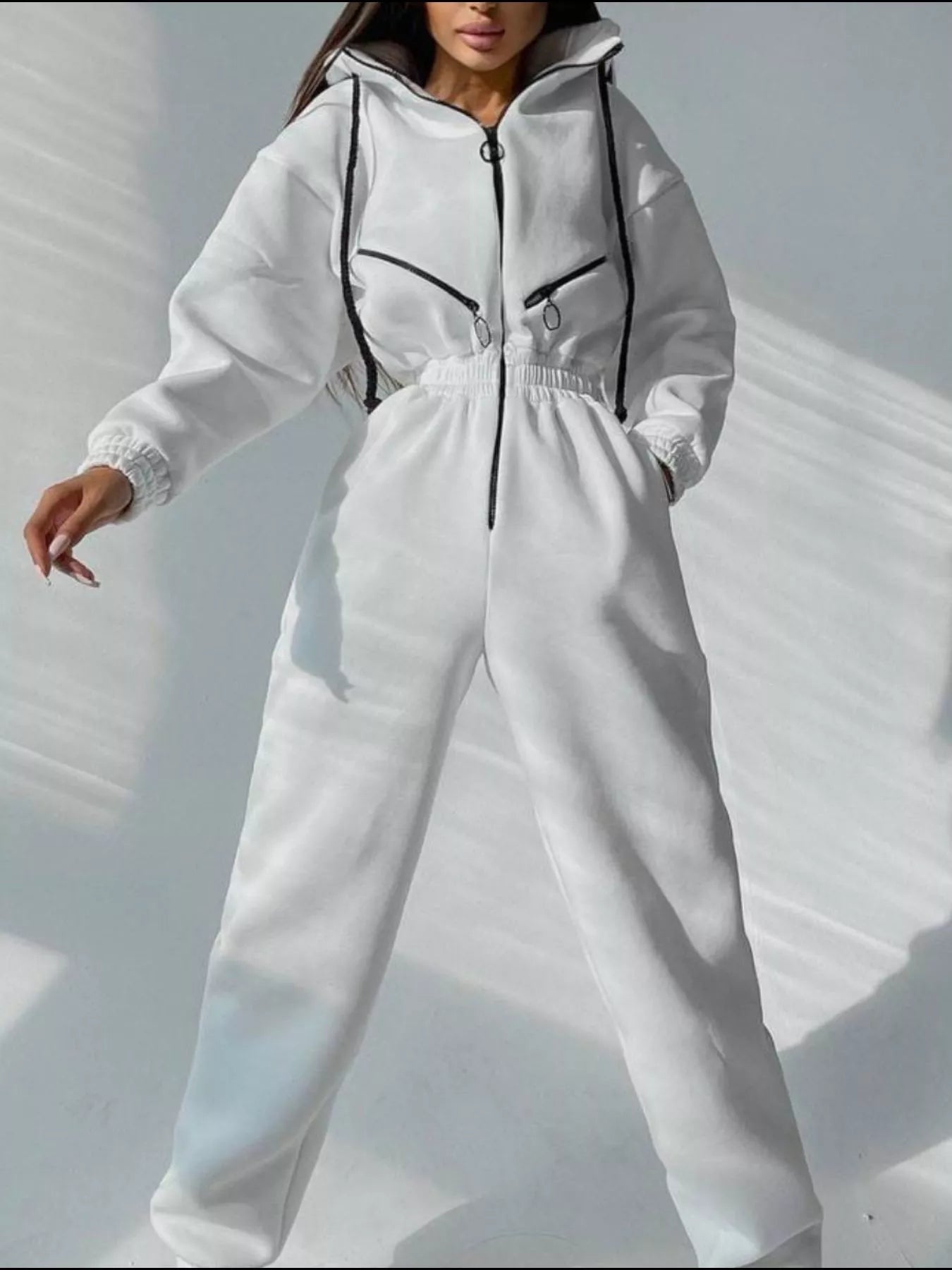 Hooded Zip-Up Long Sleeve Jumpsuit nicholesgifts
