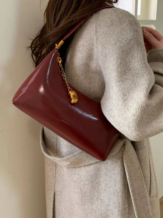Chain Charm Leather Shoulder Bag nicholesgifts