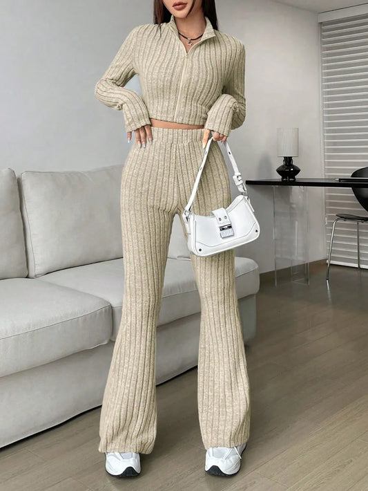 Honey Zip Up Long Sleeve Top and Pants Set nicholesgifts