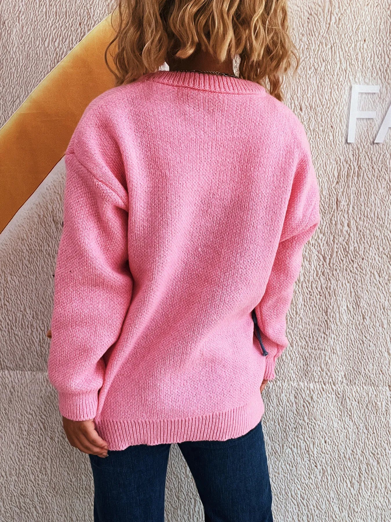 Colorful Bow Round Neck Sweater