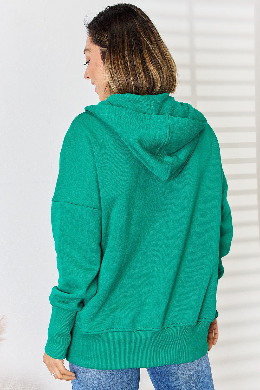 Zenana Half Snap Long Sleeve Hoodie nicholesgifts