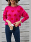 Women Heart Round Neck Long Sleeve Valentine's Day Sweater nicholesgifts