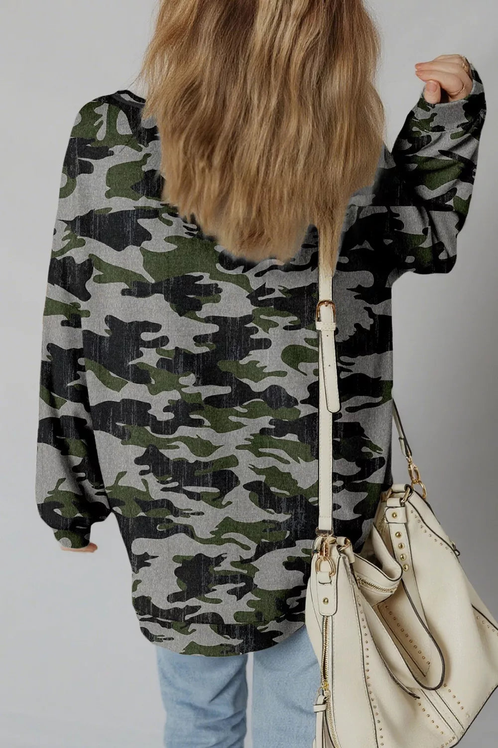 Camouflage Long Sleeve Sweatshirt with Relaxed Fit nicholesgifts
