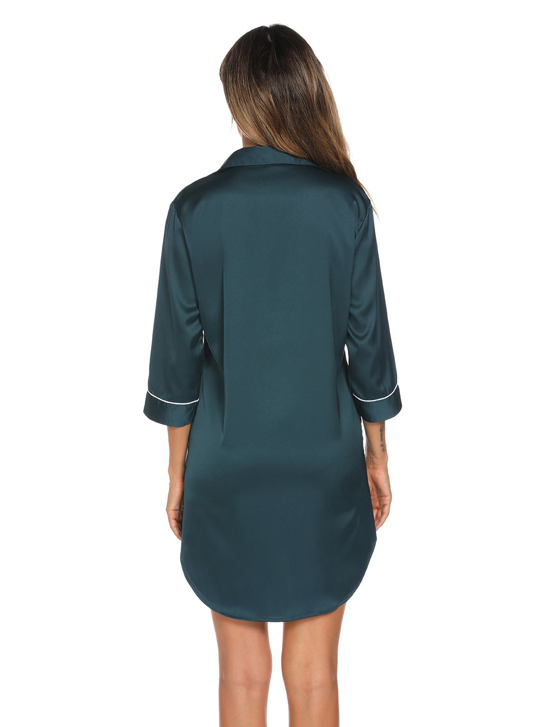 Button Up Collared Neck Night Dress with Pocket nicholesgifts