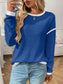 Ribbed Contrast Trim Long Sleeve Top nicholesgifts