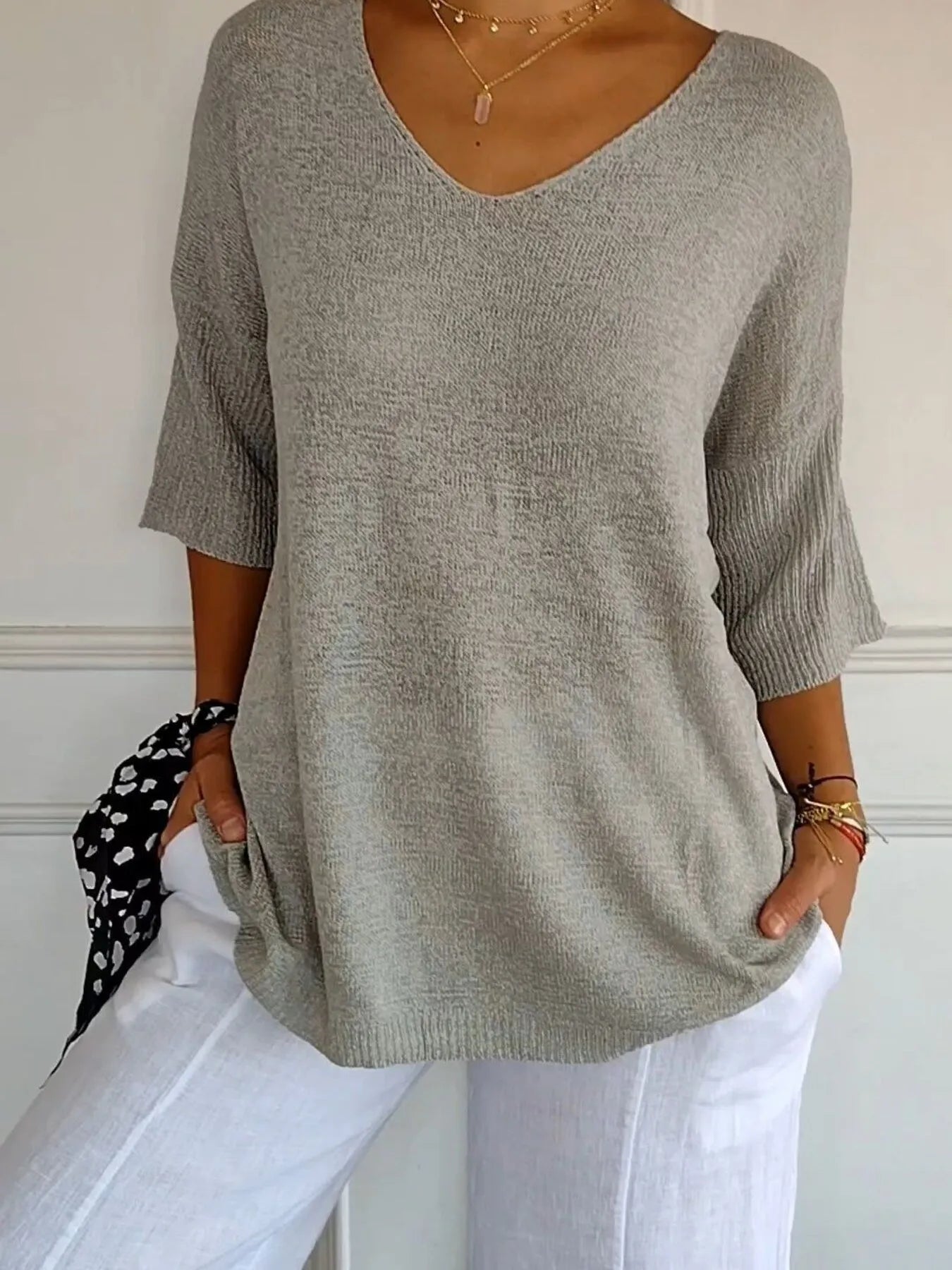 Full Size Relaxed Fit Ribbed Hem Sweater Plus Size