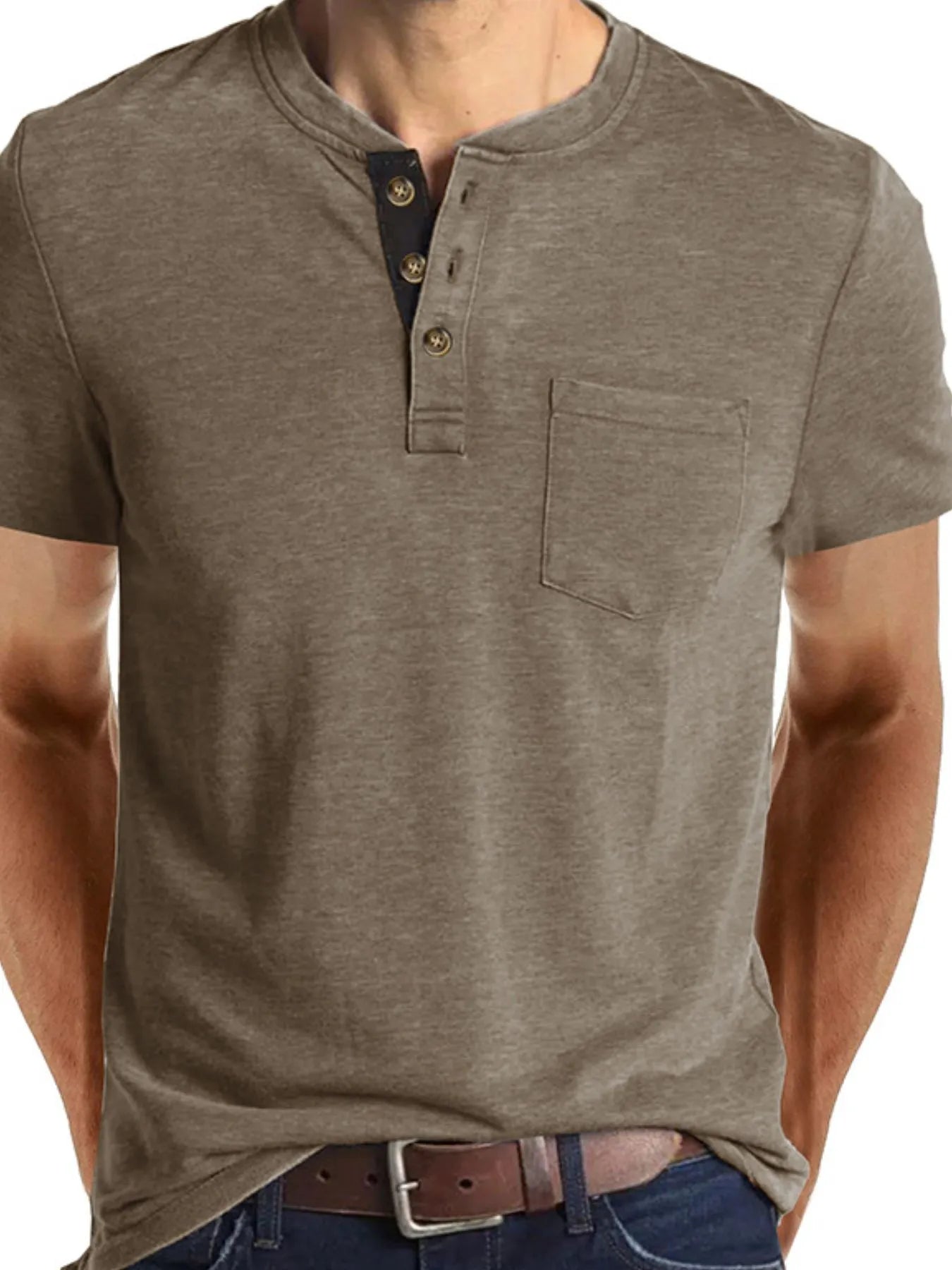 Men's Full Size Classic Henley Pocket Polo T-Shirt Plus Size NicholesGifts