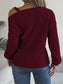 Asymmetrical Neck Long Sleeve Sweater nicholesgifts