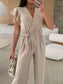 Surplice Wide Leg Belted Jumpsuit nicholesgifts