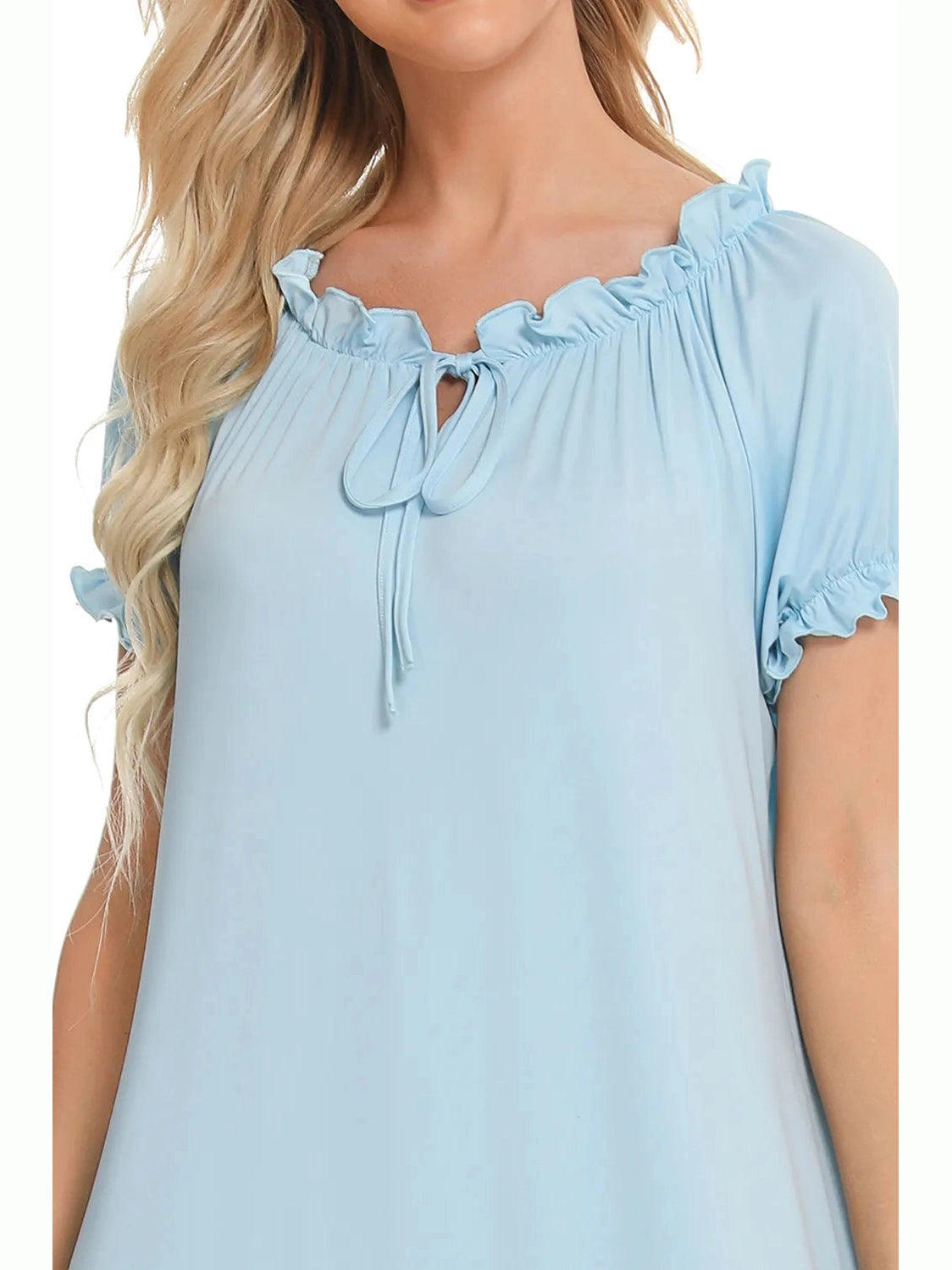 Lace Detail Short Sleeve Lounge Dress nicholesgifts