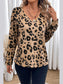 Leopard V-Neck Dropped Shoulder Blouse nicholesgifts