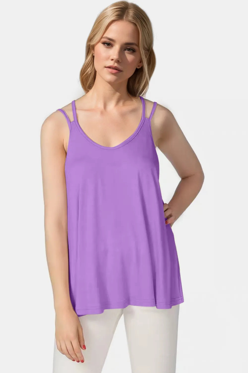 Basic Bae Bamboo Scoop Neck Double Spaghetti Straps Cami NicholesGifts