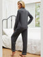 Contrast Piping Button Down Top and Pants Loungewear Set nicholesgifts