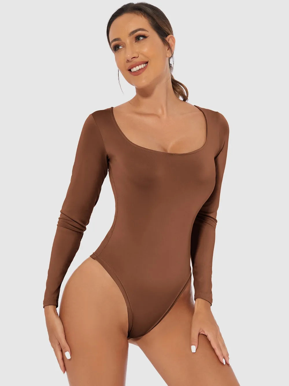 Full Size Scoop Neck Long Sleeve Bodysuit nicholesgifts