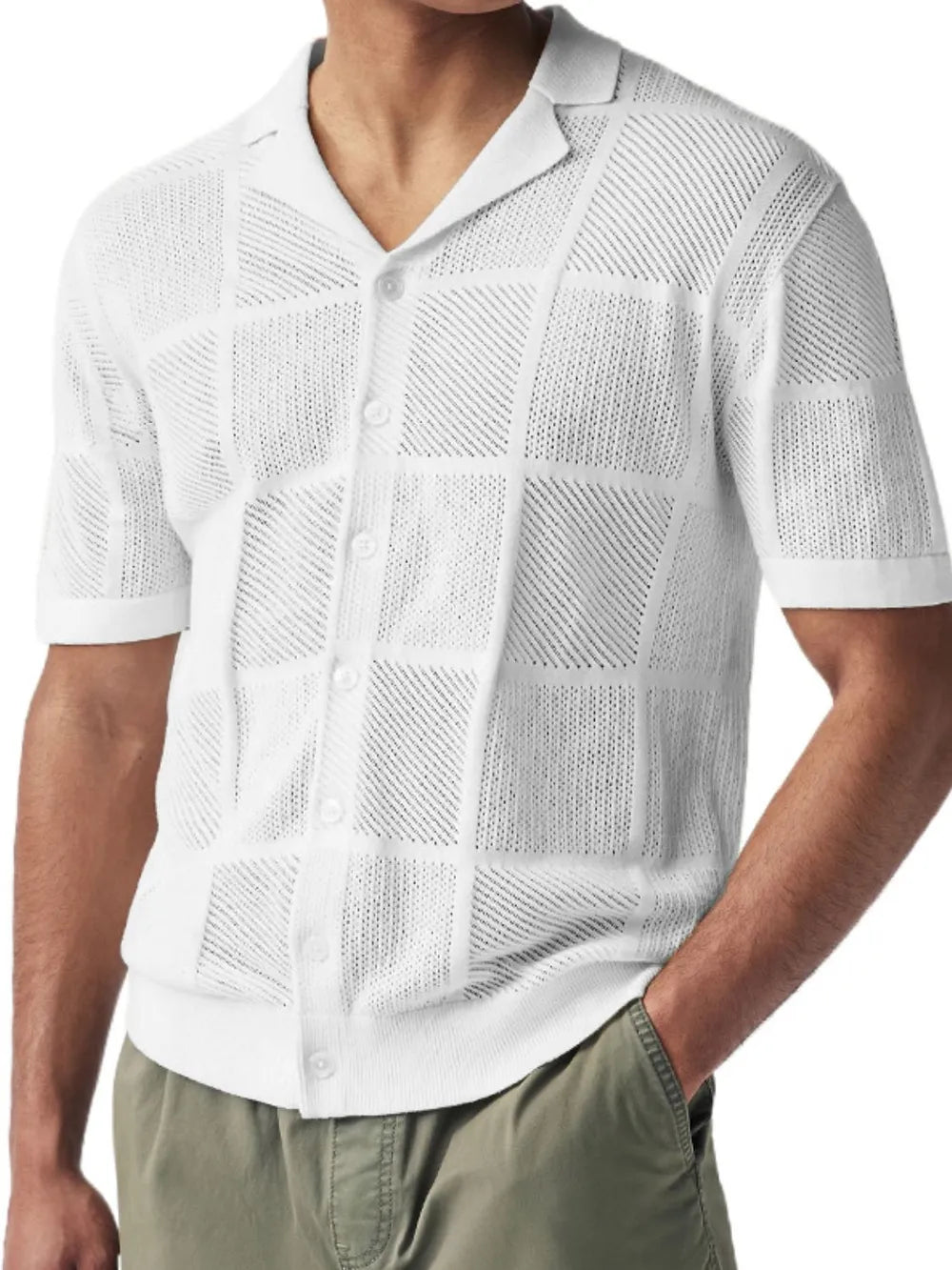 Men's Button Down Checkered Eyelet Shirt NicholesGifts