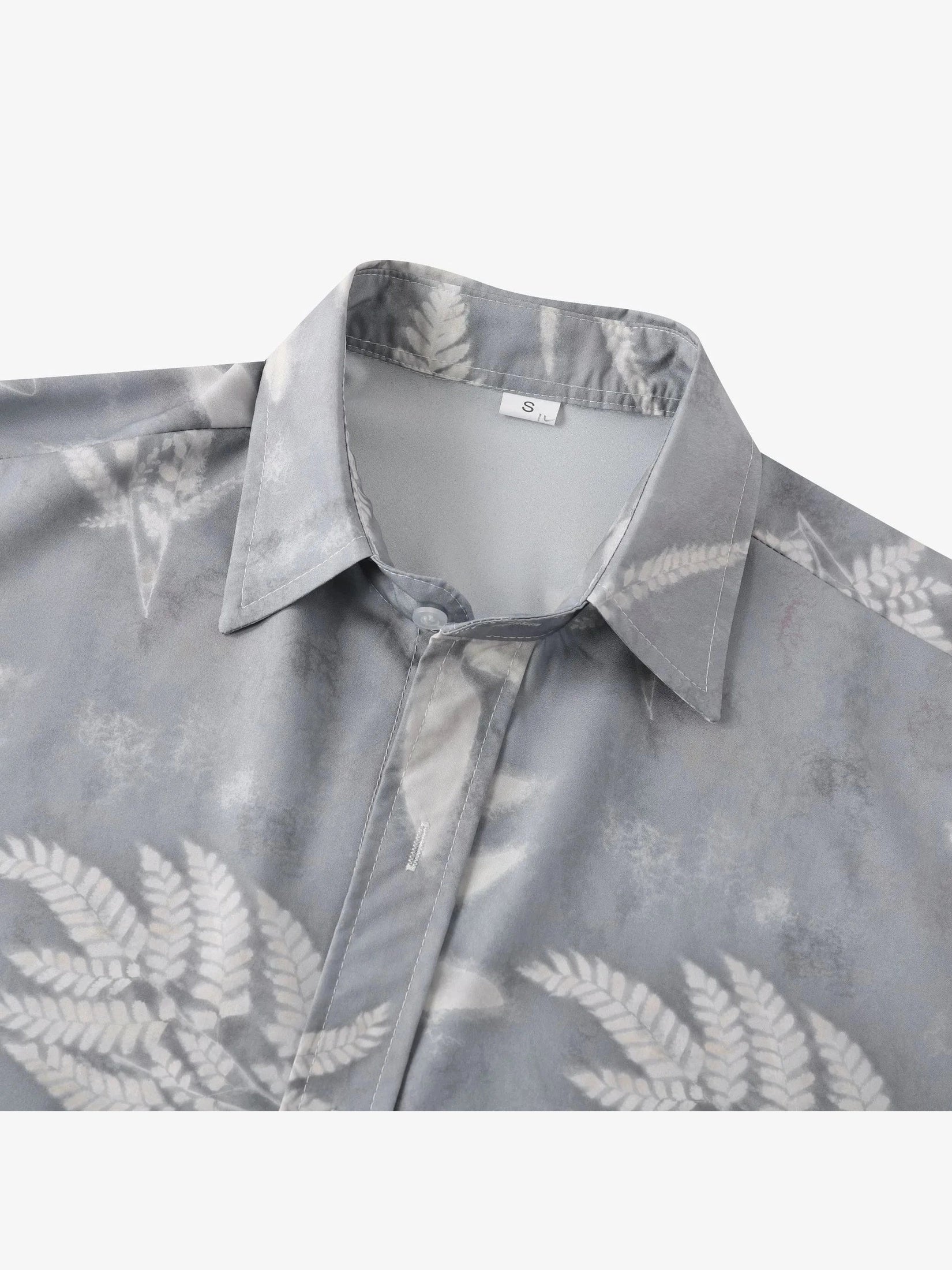 Men's Casual Fern Print Short Sleeve Button-Up Shirt Trendsi